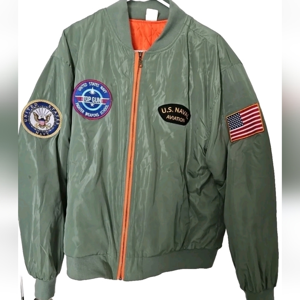 Top Gun Aviation Bomber Jacket SPIRIT satiny Green Coastal cosplay Men’s Size M